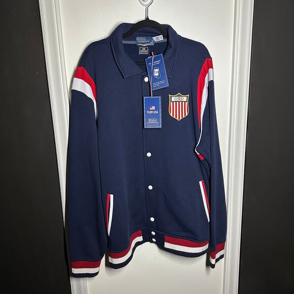 NEW Polo Ralph Lauren x Team USA Fleece Baseball Jacket Size XXL Olympics - Picture 3 of 16